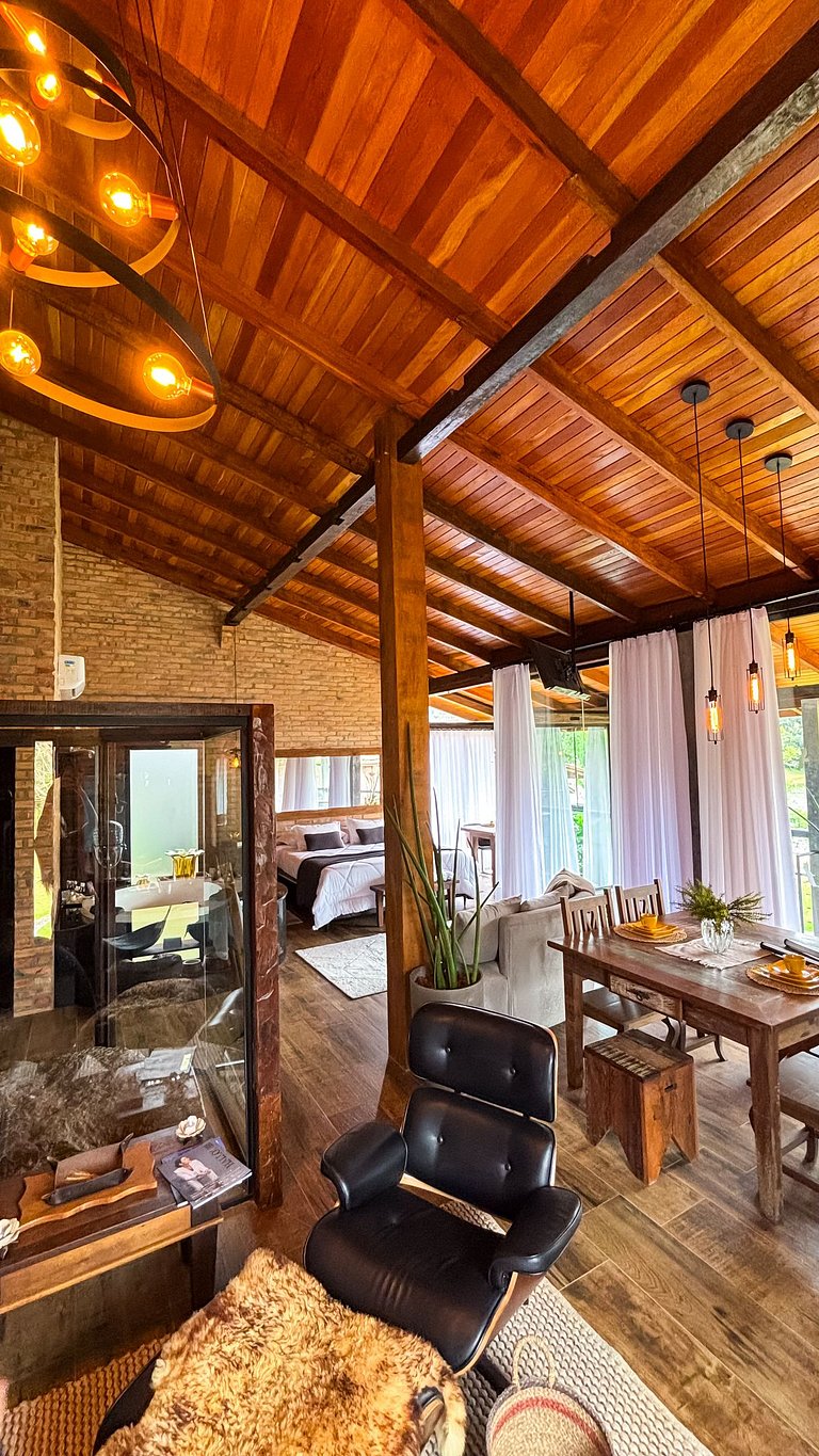 Cabana da Pedra | Hidro, rede suspensa e lareira