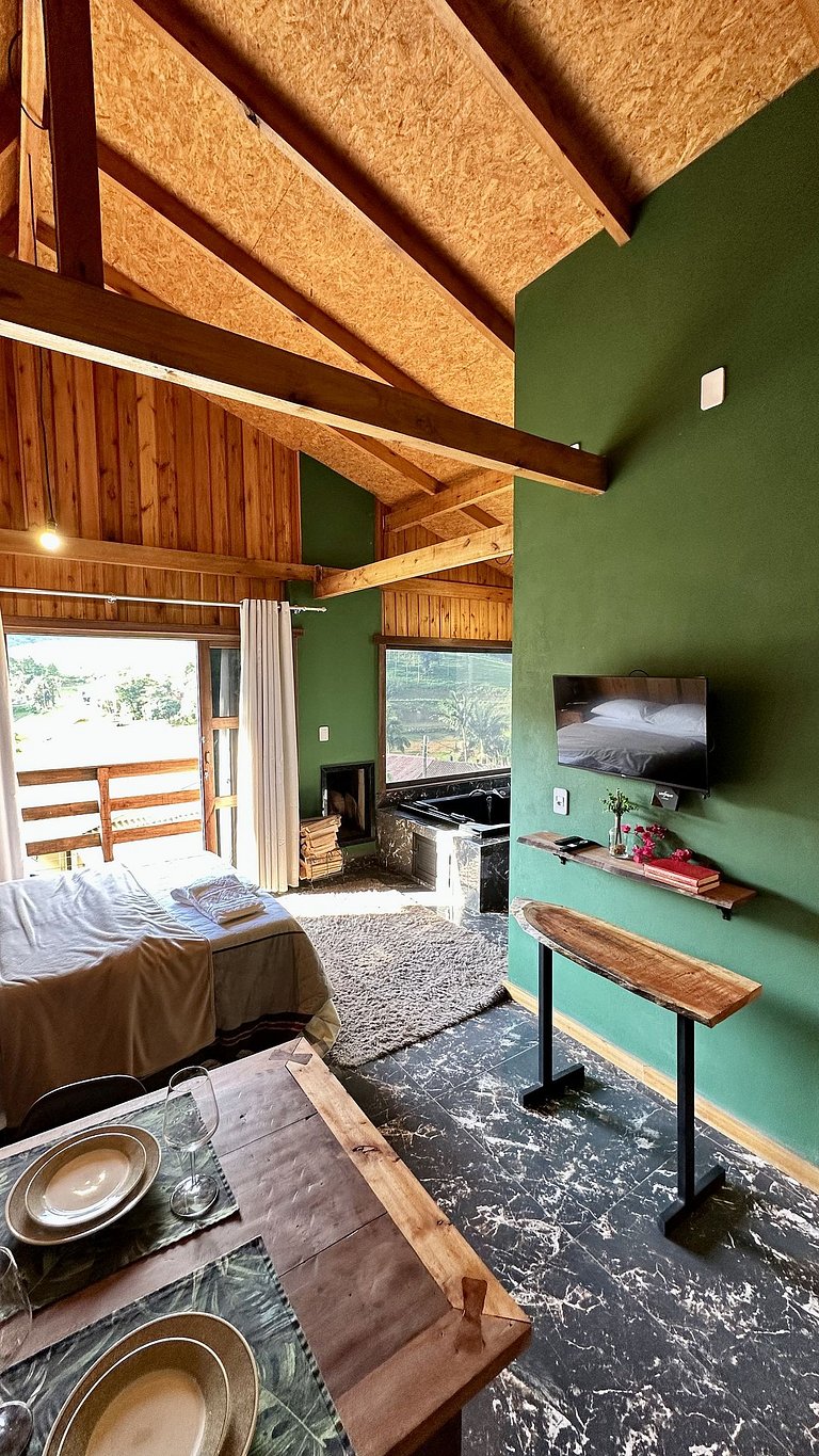 Chalé Una | Para casais | Hidro com vista barragem